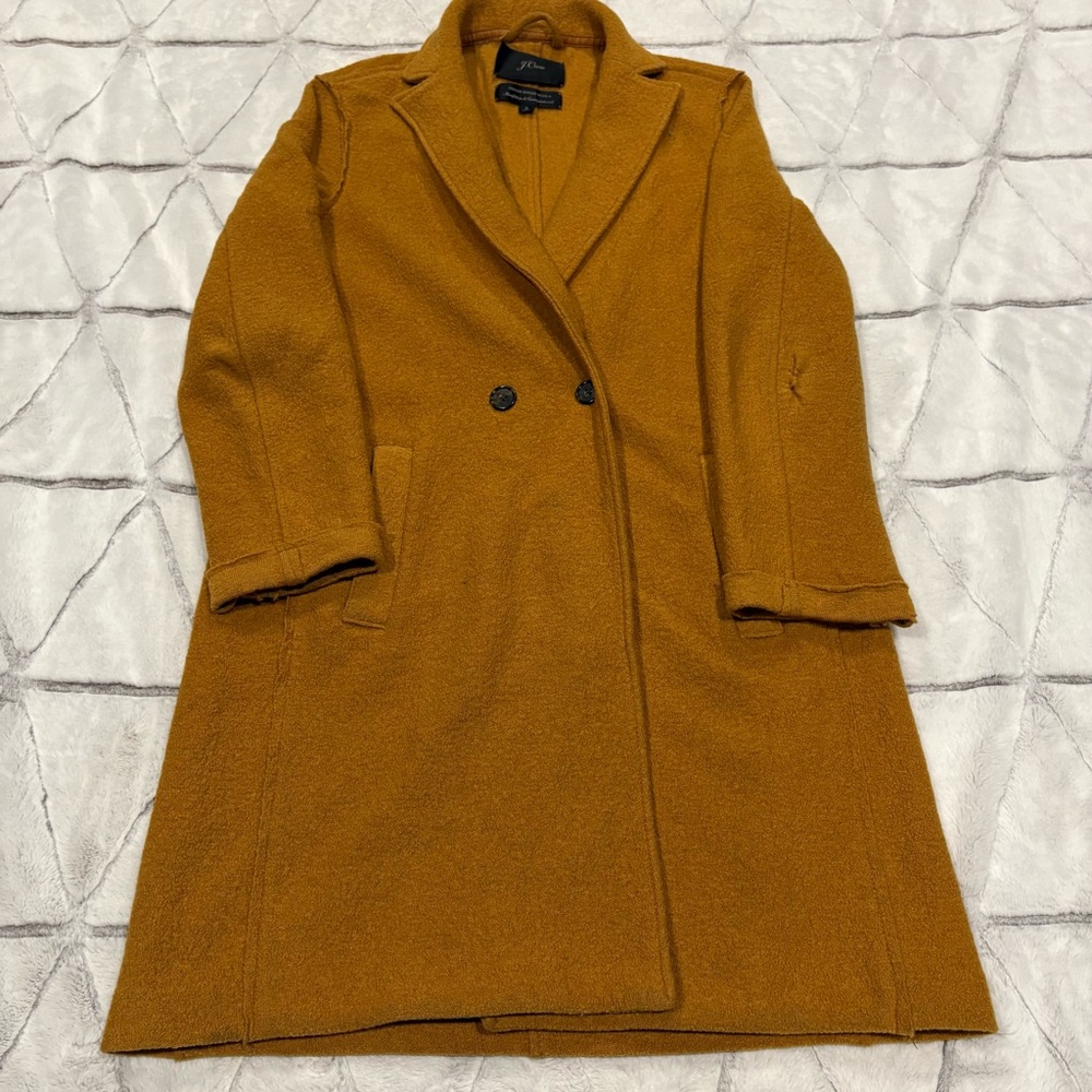 J. CREW Daphne Topcoat / Over Coat in Italian Boiled Wool Mustard Yellow Size 2